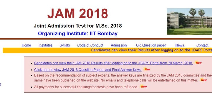 jam.iitb.ac.in IIT JAM 2018 Result Declared, IIT Results Highest Scores IIT JAM 2018 Results: आईआईटी बोम्बे ने घोषित किए रिजल्ट, यहां करें चेक