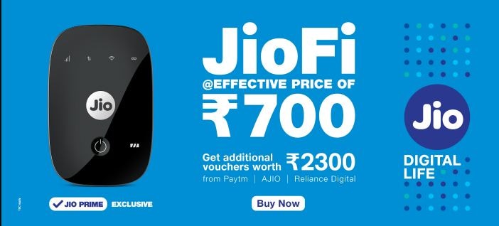 JioFi is available at effective price of Rs. 799  Jio का नया ऑफरः 799 रुपये में खरीदें JioFi हॉटस्पॉट, मिल रहा है 2300 रुपये का एडिशनल फायदा