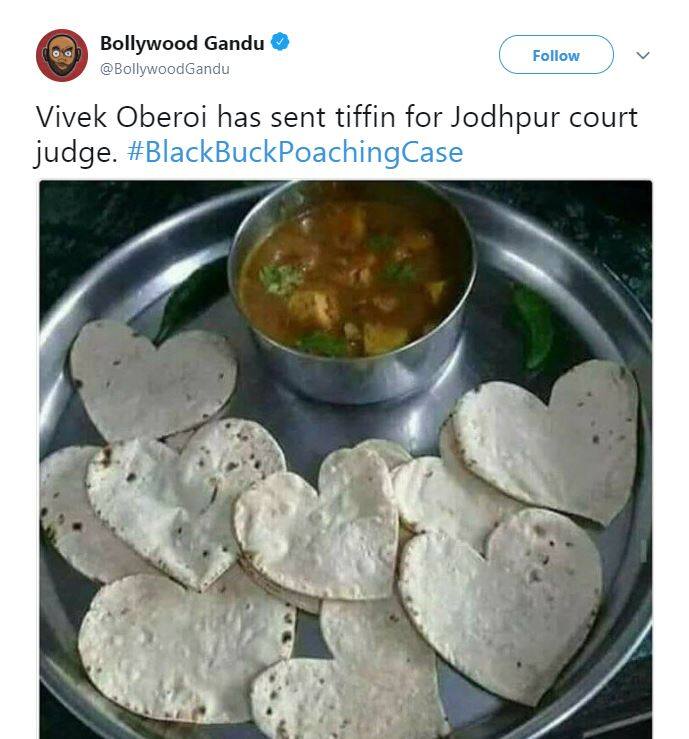 वहीं एक और यूज़र ने लिखा है कि विवेक ओबेरॉय ने जोधपुर कोर्ट के जज को ये थाली भेजी है.