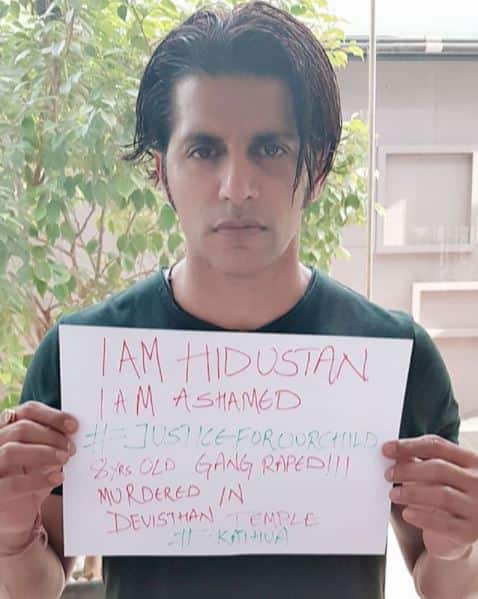 बच्ची के लिए इंसाफ की मांग करते हुए रियलिटी शो 'खतरों के खिलाड़ी' का हिस्सा रहे एक्टर करण डोबरियाल ने सोशल मीडिया पर पोस्टर वाली तस्वीर शेयर की है.