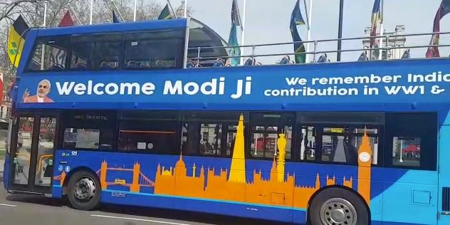 दौरे से पहले लंदन में छाया पीएम मोदी का जादू, टूर बस पर लिखा- ‘WELCOME MODI JI’