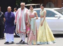 सोनम की शादी में मनीष मल्होत्रा के डिजाइनर लहंगे में पहुंचीं जाह्नवी कपूर, देखें तस्वीरें