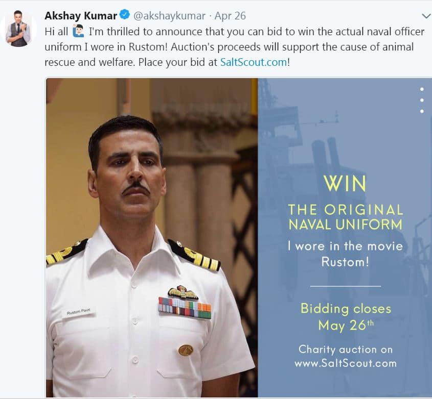 रुस्तम' की वर्दी को नीलाम कर रहे अक्षय-ट्विंकल को नेवी अफसरों ने भेजा नोटिस