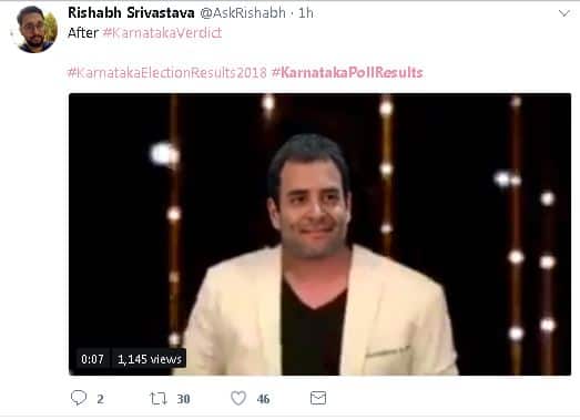 आज कर्नाटक चुनाव के नतीजों में शुरुआती रुझान में जैसे ही बीजेपी को बहुमत मिलता दिखा 'अबकी बार बीजेपी सरकार' का नारा कर्नाटक में भी साकार होता दिखने लगा. लेकिन इसके चलते सोशल मीडिया खासतौर पर ट्विटर पर कांग्रेस अध्यक्ष राहुल गांधी का खूब मजाक उड़ाया जा रहा है. फोटोः ट्विटर