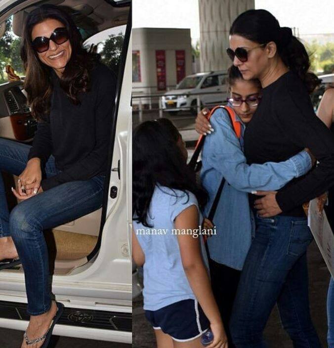 सुष्मिता के साथ उनकी छोटी बेटी अलीशा भी थी.