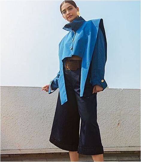 सोनम इस तस्वीर में ब्लू कलर की एसिमिट्रिकल ओवरसाइज जैकेट में नजर आ रही हैं. बता दें कि ओवरसाइज जैकेट इन दिनों फैशन में है. (तस्वीर-इंस्टाग्राम) 