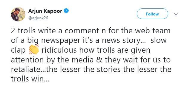 अर्जुन कपूर ने इसे लेकर ट्वीट किया,