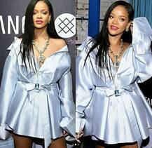 कंधे से उतरती हुई सिर्फ शर्ट पहनकर इवेंट में पहुंची रिहाना, हर वक्ते कपड़ों को संभालती दिखी