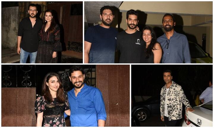 बॉलीवुड अभिनेत्री नेहा धूपिया ने अचानक से शादी कर सभी को चौंका दिया था. शादी को सीक्रेट रखते हुए नेहा ने बेहद कम स्टार्स को शादी का न्यौता दिया था. ऐसे में शादी के बाद उन्होंने अपने घर पर एक डिनर पार्टी का आयोजन किया जिसमें कई सारे स्टार्स शामिल हुए. आगे कि स्लाइड्स में देखिए शादी के नेहा के घर डिनर पार्टी में शामिल होने वाले स्टार्स की खूबसूरत तस्वीरें. (तस्वीर: मानव मंगलानी) 