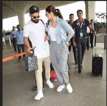 हसबैंड विराट कोहली का हाथ थामे मुंबई एयरपोर्ट पर नज़र आईं अनुष्का शर्मा, देखें तस्वीरें