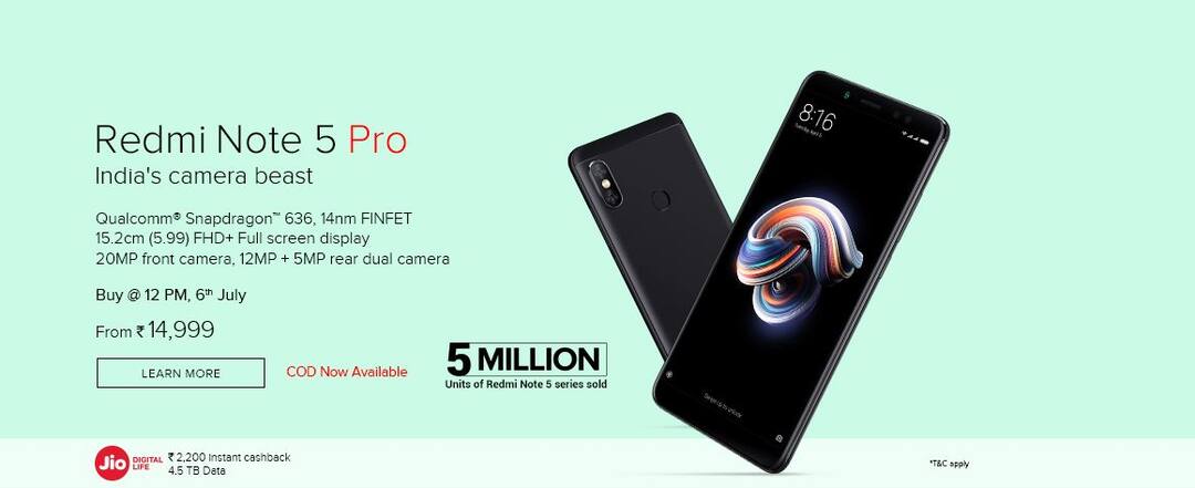 आज 12 बजे से Flipkart और Mi.com पर है बड़ी सेल, रेडमी नोट 5 प्रो और मी टीवी के साथ इन स्मार्टफोन्स पर मिलेगा बंपर ऑफर Xiaomi Redmi Note 5 Pro, Mi TV 4, Mi TV 4A to Go on Sale Today on Flipkart, Mi.com आज 12 बजे से Flipkart और Mi.com पर है बड़ी सेल, रेडमी नोट 5 प्रो और मी टीवी के साथ इन स्मार्टफोन्स पर मिलेगा बंपर ऑफर