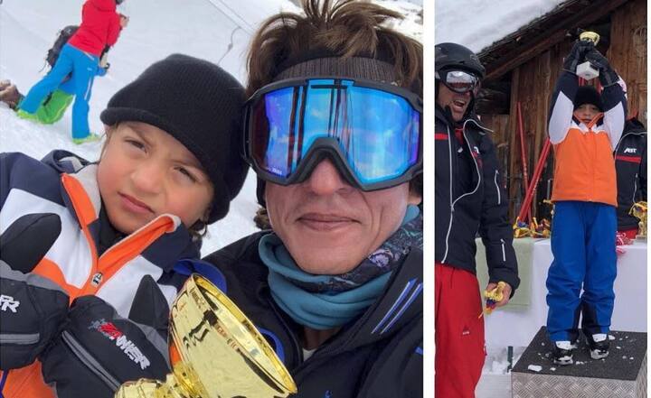 ये तस्वीर शाहरुख खान ने मार्च में शेयर करते हुए लिखा था, 'लवली हॉलीडे क्लाइमेक्सड विद न्यू स्पीड स्कीइंग चैंपियन.' तस्वीर में आपको शाहरुख खान के छोटे लाडले अबराम नजर आ रहे हैं. (Photo- Insagram @iamsrk )