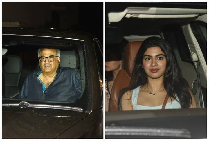 उनकी फिल्म के इस खास मौके पर पिता बोनी कपूर और छोटी बहन खुशी कपूर दोनों पहुंचे.