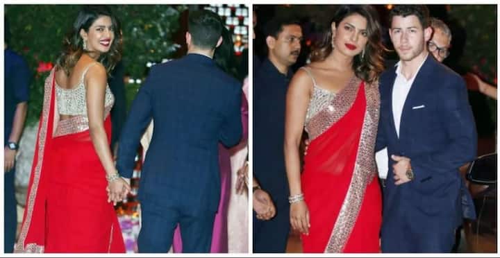 गोवा से लौटने के बाद प्रियंका देश के सबसे बड़े बिजनेस टायकून मुकेश अंबानी के बेटे की सगाई से पहले हुई मेहंदी सेरेमनी में निक को साथ लेकर पहुंचीं. इस दौरान प्रियंका निक के साथ पहली बार साड़ी में नजर आईं थीं. आकाश अंबानी और श्लोका की मेहंदी की बाद सगाई में प्रियंका इनकी सगाई में भी निक का हाथ थामें रेड हॉट साड़ी में पहुंचीं.