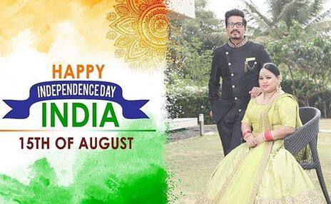 कॉमेडियन भारती अपने पति के साथ ऐसे स्वतंत्रता दिवस की बधाई देते दिखीं. फोटोः इंस्टाग्राम
