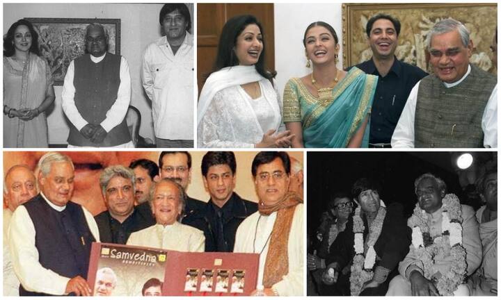 पूर्व प्रधानमंत्री अटल बिहारी वाजपेयी का 93 साल की उम्र में लंबी बीमारी के बाद गुरुवार को एम्स में निधन हो गया. देश भर में उनके निधन की खबर से शोक की लहर दौड़ गई है. अटल जी के न सिर्फ राजनैतिक नेता प्रशंसक रहे हैं बल्कि बॉलीवुड फिल्म इंडस्ट्री के दिग्गज कलाकार भी उनके काफी बड़े प्रशंसक हैं. ऐसे में आगे कि स्लाइड्स में देखिए फिल्मी सितारों के साथ अटल जी की कुछ खूबसूरत यादें. (तस्वीर: सोशल मीडिया)