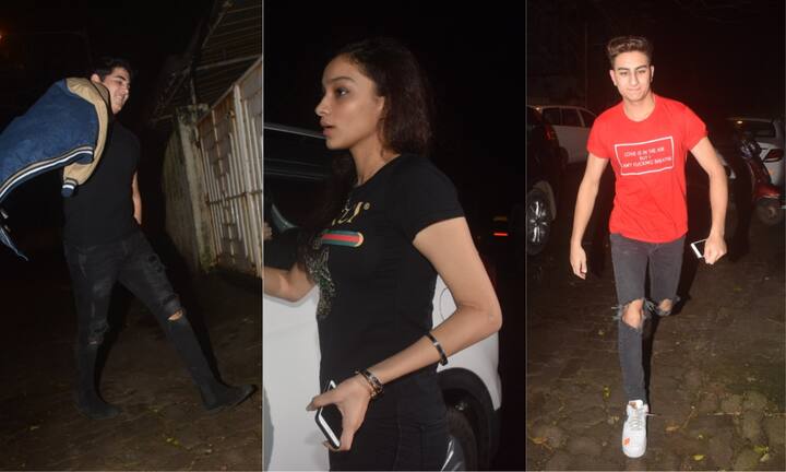 बॉलीवुड स्टार्स के बच्चे इन दिनों उनसे कहीं ज्यादा लाइमलाइट में रहते हैं. स्टार डॉटर्स के बाद इस लोकप्रियता की रेस में बेटे भी किसी से पीछे नहीं हैं. हाल ही में अक्षय कुमार के बेटे आरव और सैफ अली खान के बेटे इब्राहिम अली खान लेट लाइट अपनी एक दोस्त के साथ पार्टी करते दिखाई दिए जिनकी तस्वीरें आप आगे की स्लाइड्स में देख सकते हैं. (तस्वीर: मानव मंगलानी)