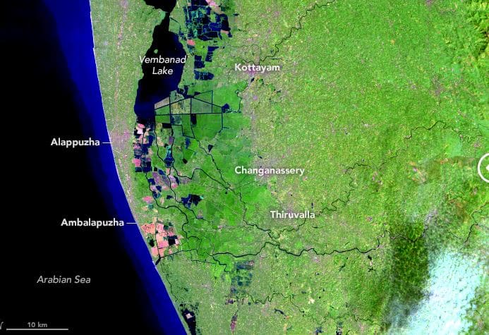 केरल: NASA ने जारी की बाढ़ से पहले और बाद की दो तस्वीरें, ऐसा दिखा तबाही का मंजर
