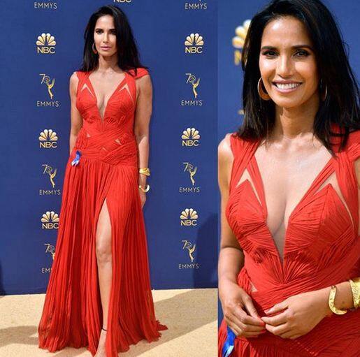  अपने लुक को खास बनाने के लिए पद्मा लक्ष्मी ने ब्रॉन्‍ज कलर की हील्स पहनी हुई थीं और अमेरिकन सीविल लिबर्टीज को सपोर्ट करने के लिए ब्लू रिबन ड्रेस पर लगाया हुआ था. फोटोः इंस्टाग्राम 