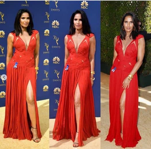 पद्मा लक्ष्मी ने दोबारा इस ड्रेस को पहनने का कारण बताते हुए कहा कि अब मुझे लगता है हम इस मोड़ पर और इस उम्र में पहुंच गए हैं जब हमें यंग लड़कियों और महिलाओं को ये मैसेज देना है कि हमारे पास एंडलेस ड्रेसेज नहीं हैं. हम भी रेड कार्पेट जैसे इवेंट पर दोबारा ड्रेस रिपीट कर सकते हैं. फोटोः इंस्टाग्राम 