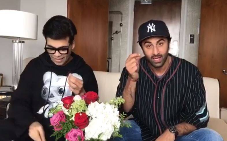 ranbir kapoor accept alia bhatt's sui dhaaga challange with karan johar VIDEO: रणबीर कपूर ने एक्स गर्लफ्रेंड दीपिका पादुकोण और रणवीर सिंह को दिया ये चैलेंज