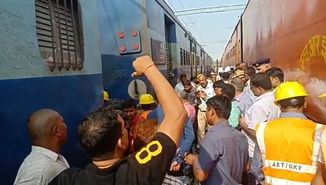 four wheels of Bagh express go off tracks on Domingarh near Gorakhpur गोरखपुर के डोमिनगढ़ रेलवे स्‍टेशन पर टला बड़ा हादसा, बेपटरी हुए बाघ एक्‍सप्रेस के चार पहिए