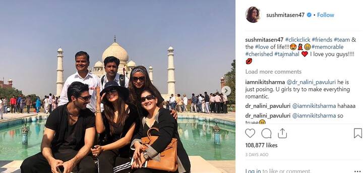 कुछ दिन पहले ही दोनों की एक तस्वीर सोशल मीडिया पर वायरल हई है जिसमें सुष्मिता ब्वॉयफ्रेंड रोहमन शाल के साथ ताज महल पर फोटो खिंचवाती दिखीं. सुष्मिता ने इस तस्वीर को इंस्टाग्राम पर शेयर कर लिखा था कि यह मेरी प्यार भरी जिंदगी है. तस्वीर: इंस्टाग्राम