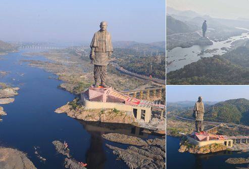भारत के पीएम नरेंद्र मोदी सबसे लंबी मूर्ति का आज अनावरण करेंगे. देश के पहले गृहमंत्री और लौह पुरुष सरदार वल्लभभाई के सम्मान में बनाई गई उनकी 182 मीटर ऊंची विशाल 'स्टैच्यू ऑफ यूनिटी' दुनिया की सबसे ऊंची प्रतिमा है. सरदार पटेल की ये प्रतिमा 'स्टेच्यू ऑफ लिबर्टी' (93 मीटर) से दोगुनी ऊंची है. फोटोः ANI