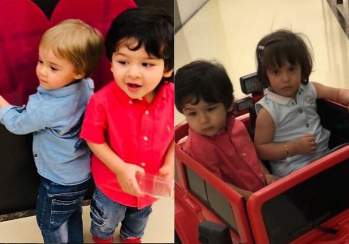 taimur ali khan latest play date with karan johar children yash and roohi is all about dhoom macha le In Pics: करण जौहर की बेटी के साथ गाड़ी में घूमते दिखे करीना के छोटे नवाब तैमूर, खूब मचाई धूम
