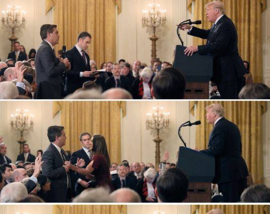 डोनाल्ड ट्रंप और CNN के पत्रकार के बीच तीखी बहस, व्हाइट हाउस ने पास सस्पेंड किया White House suspends press pass of CNN reporter Jim Acosta after Argument exchange with Trump डोनाल्ड ट्रंप और CNN के पत्रकार के बीच तीखी बहस, व्हाइट हाउस ने पास सस्पेंड किया