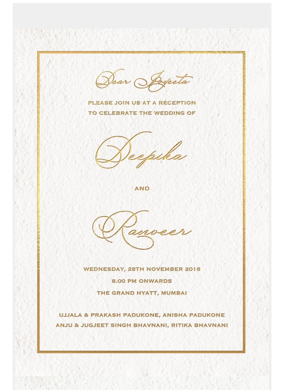 Photo: इटली में शादी से पहले सामने आया रणवीर-दीपिका का Reception Card