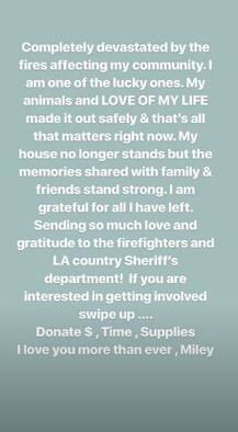 कैलिफोर्निया के जंगल में लगी आग में माइली सायरस और जेरार्ड ने खोया अपना घर