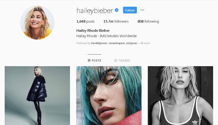 21 वर्षीय मॉडल ने बीते शुक्रवार को इंस्टाग्राम पर अपने नाम में ये बदलाव किया है. अब इंस्टाग्राम पर उनका नाम 'हैली बीबर' दिखाई दे रहा है. फोटोः   इंस्टाग्राम