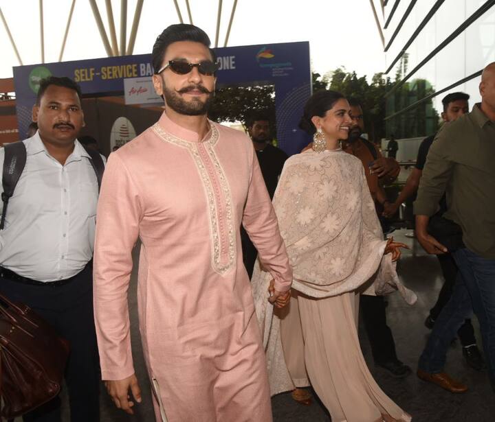 बेंगलुरु एयरपोर्ट पर दीपिका और रणवीर एक दूसरे का हाथ थामें नज़र आए.