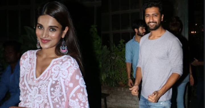 हाल ही में निधि अग्रवाल को विक्की कौशल के साथ मुंबई के पाली विलेज कैफे में स्पॉट किया गया. इस दौरान विक्की को रिप्ड जींस पहने हुए पहुंचे थे तो वहीं, एक्ट्रेस और मॉडल निधि सलवार सूट पहने हुए नज़र आईं. तस्वीर: मानव मंगलानी