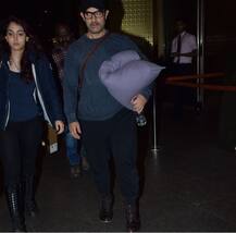 हाथों में तकिया और पानी की बोतल लिए बेटी इरा के साथ एयरपोर्ट पर दिखे आमिर खान, देखें तस्वीरें