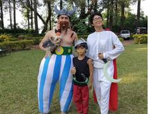 बेटे आजाद और पत्नी किरण के साथ फ्रेंच कॉमिक किरदारों के गेटअप में नज़र आए आमिर खान