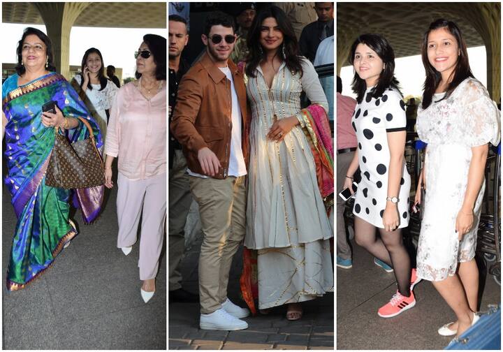 बॉलीवुड अभिनेत्री और पूर्व मिस यूनिवर्स प्रियंका चोपड़ा का पूरा परिवार जोधपुर के लिए रवाना हो गया है. इस ग्रैंड वेडिंग के लिए मुंबई से जोधपुर रवाना होते समय पूरे परिवार और रिश्तेदारों को एयरपोर्ट पर स्पॉट किया गया. इस दौरान सभी तस्वीरें देखने के लिए रुख कीजिए आगे की स्लाइड्स का. (तस्वीर: मानव मंगलानी)