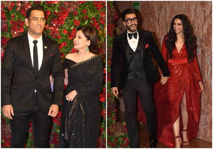 सुपरस्टार रणवीर सिंह और दीपिका पादुकोण ने शनिवार को मुंबई के होटल ग्रैंड हयात में एक बार फिर से अपनी वेडिंग रिसेप्शन होस्ट की. इस रिसेप्शन में भारतीय क्रिकेट टीम के पूर्व कप्तान महेन्द्र सिंह धोनी अपनी पत्नी साक्षी धोनी के साथ पहुंचे. (तस्वीर: मानव मंगलानी)