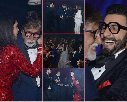 कल रात एक दिसंबर को दीपिका पादुकोण और रणवीर सिंह ने मुंबई के ग्रैंड हयात होटल में बॉलीवुड के सितारों के लिए एक बड़ी पार्टी का आयोजन किया. शादी के बाद दीपिका-रणवीर ने कई रिसेप्शन्स किए, लेकिन मुंबई में हुए इस रिसेप्शन का आयोजन खास तौर पर सितारों के लिए ही किया गया था. इस पार्टी में अमिताभ बच्चन, जया बच्चन, ऐश्वर्या राय बच्चन और श्वेता बच्चन भी पहुंचे थे. (तस्वीर: इंस्टाग्राम)