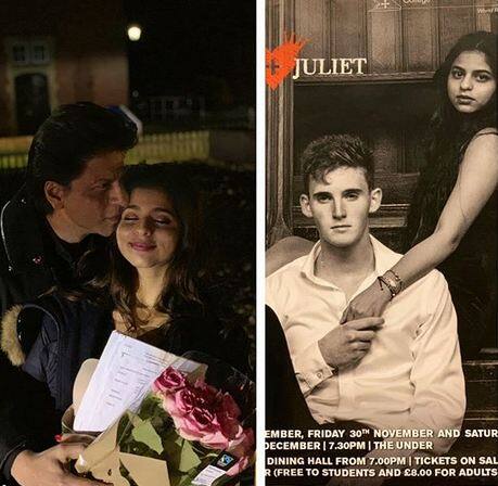 एक तस्वीर में सुहाना जहां रोमियो के साथ नजर आ रही हैं वहीं दूसरी तरफ शाहरूख खान अपनी बेटी जुलियट के साथ हैं. फोटोः इंस्टाग्राम