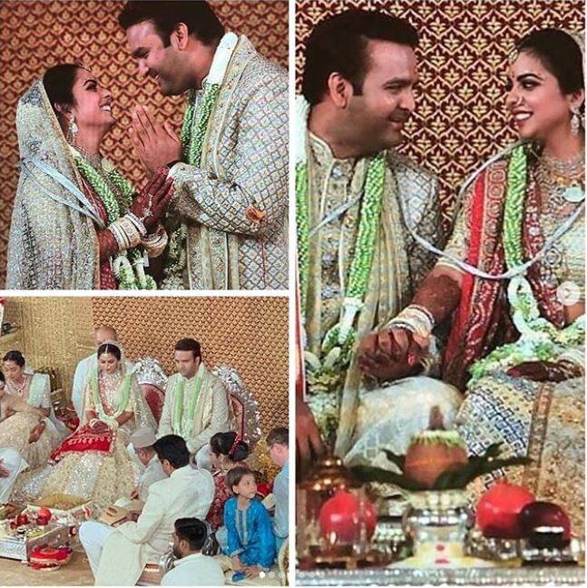 जहां ईशा लाइट कलर का वेडिंग लहंगा पहने नजर आ रही हैं तो वहीं आनंद भी उनकी ही मैचिंग की शेरवानी में नजर आ रही हैं. 