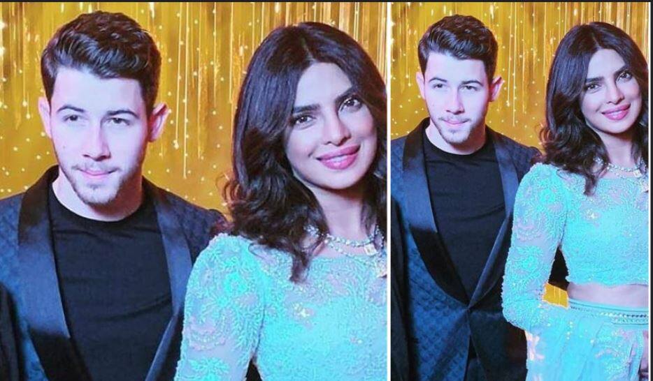 Priyanka Chopra and Nick Jonas mumbai Reception for bollywood, first pic Priyanka Nick Reception: मीडिया के कैमरों से छिपकर रिसेप्शन में पहुंचे निक-प्रियंका, सामने आई INSIDE तस्वीर
