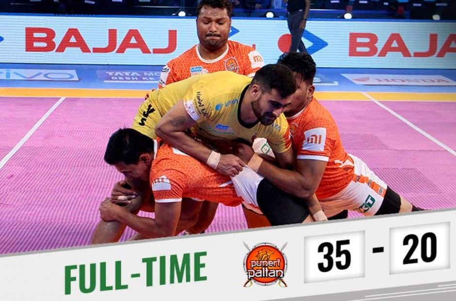 Pro Kabaddi League 2018: Puneri Paltan defeated Telugu Titans by 35-20 Pro Kabaddi League 2018: पुणे पल्टन ने तेलुगू टाइटंस को 35-20 से दी मात