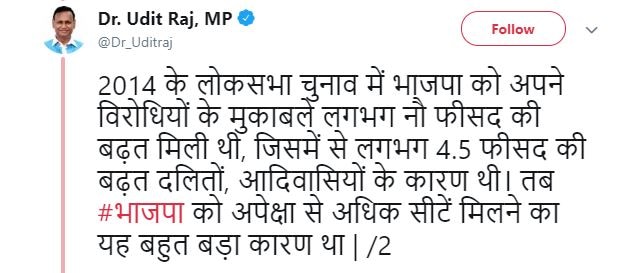 बीजेपी के एक और दलित सांसद ने उठाई आवाज,  बोले- चुनावों में हार की वजह SC/ST समाज की नाराजगी