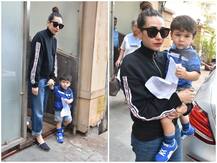 In Pics: मौसी करिश्मा कपूर के साथ घूमने निकले तैमूर अली खान, कागज पर पैन से की कलाकारी