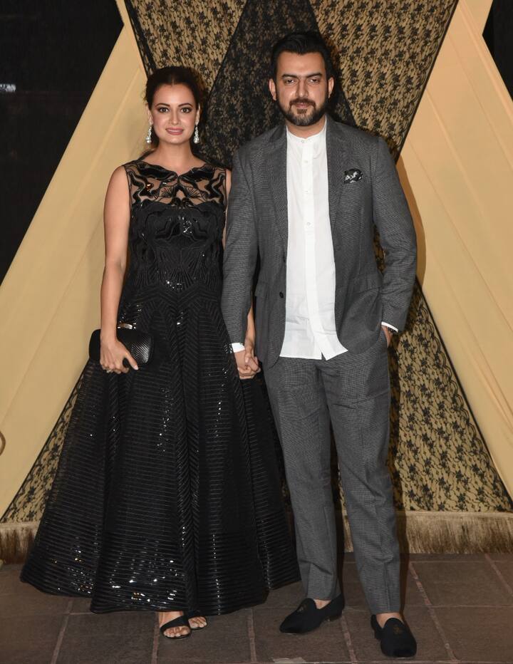 पति के साथ अभिनेत्री दीया मिर्जा. (तस्वीर: मानव मंगलानी)