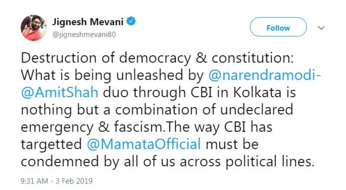 गुजरात के विधायक जिग्णेश मेवाणी ने घटना को लोकतंत्र और संविधान को तोड़ने वाला बताया. उन्होंने कहा कि यह देश में अघोषित आपातकाल है. वहीं, सीबीआई के अंतरिम निदेशक नागेश्वर राव ने कहा है कि मामले में सीबीआई सुप्रीम कोर्ट जा रही है.