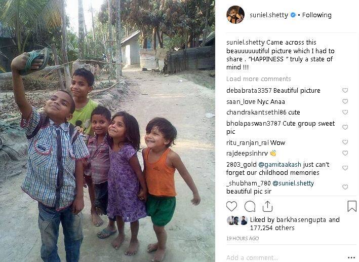 सुनील शेट्टी ने तस्वीर शेयर करते हुए लिखा है कि हैप्पीनेस सिर्फ आपके दिमाग में है. 
