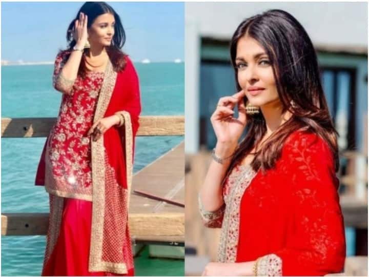 check out Aishwarya Rai Bachchan bridal photoshoot pictures शरारा पहन ब्राइडल लुक में फैंस पर कहर ढा रही हैं ऐश्वर्या राय, देखें तस्वीरें